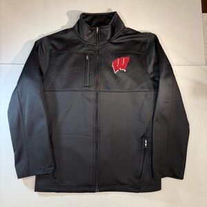 Men's Genuine Stuff Wisconsin Badgers Black Softshell Jacket size L